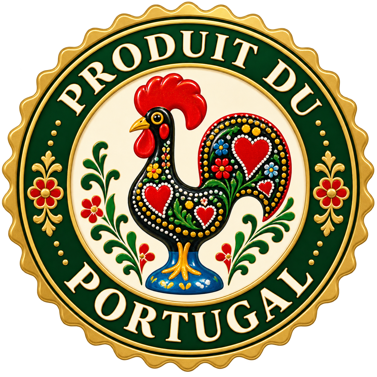 Sceau décoratif Produit du Portugal avec coq portugais
